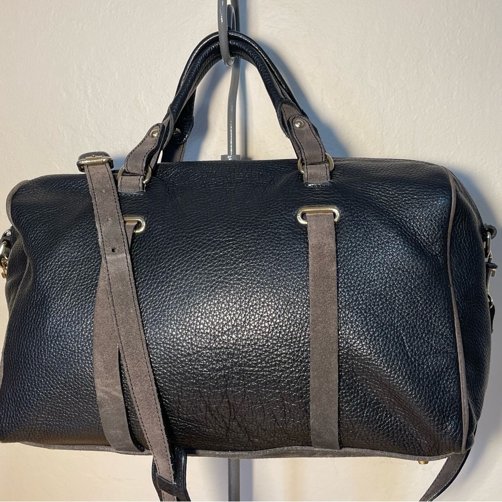 Dimoni Black Leather & Suede Satchel Crossbody Bag Made in Spain